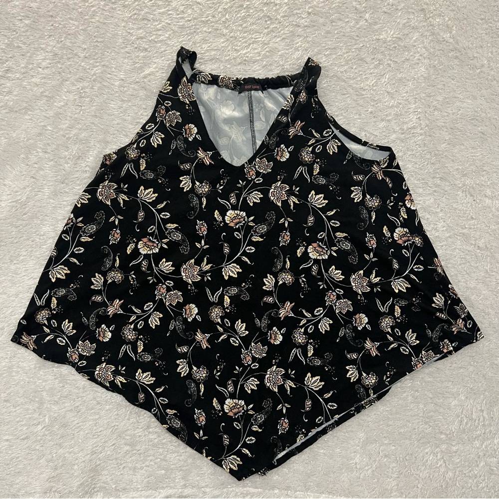 Floral Black Sleeveless Top